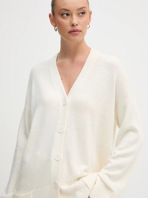 United Colors of Benetton kardigan z dodatkiem wełny damski kolor beżowy 126WD604Z