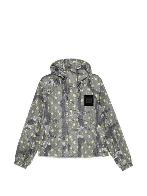 GANNI floral-print hooded jacket - Grey - zdjęcie produktu nr 1