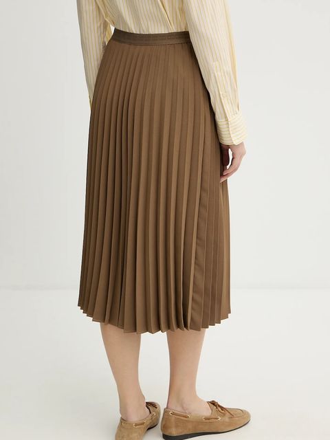 Tommy Hilfiger spódnica kolor brązowy midi rozkloszowana WW0WW48538 - zdjęcie produktu nr 2