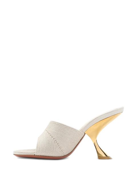 Amina Muaddi 90mm leather heeled sandals - Neutrals - zdjęcie produktu nr 2