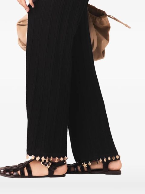 Maje scalloped embellished trousers - Black