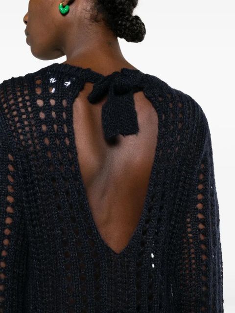 GANNI open-knit mohair-blend dress - Blue