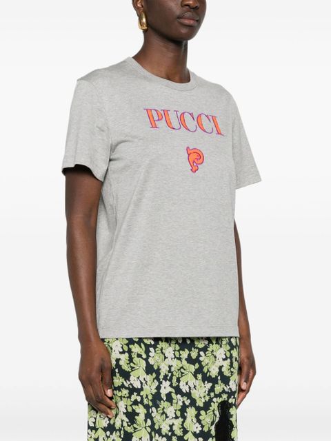 PUCCI logo-embroidered cotton t-shirt - Grey