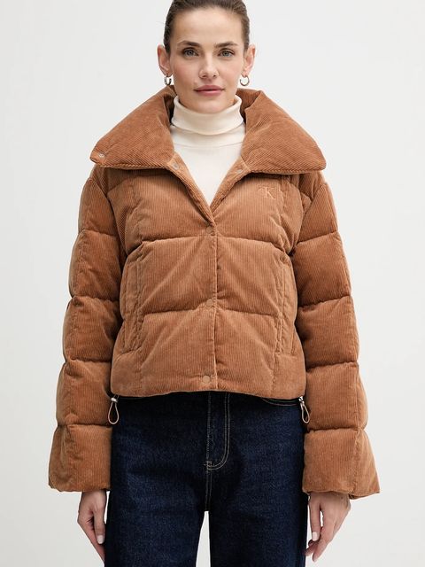Calvin Klein Jeans kurtka sztruksowa puchowa kolor brązowy zimowa LV044D527G - zdjęcie produktu nr 1