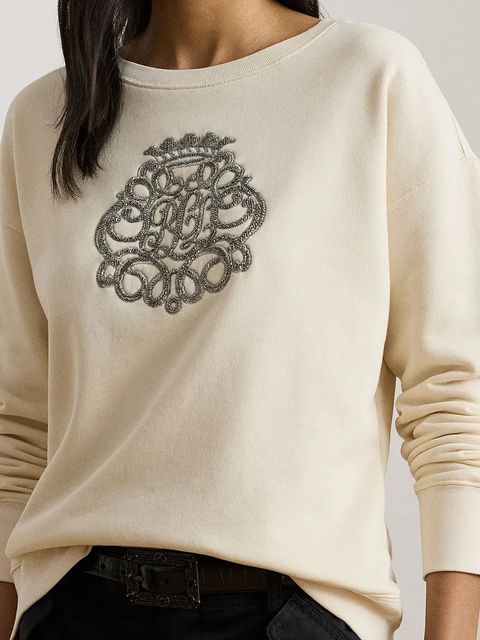 Lauren Ralph Lauren bluza damska kolor beżowy z aplikacją 200980210