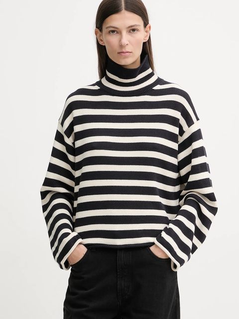 Marc O'Polo sweter bawełniany damski kolor granatowy z golfem 600605960013 - zdjęcie produktu nr 1