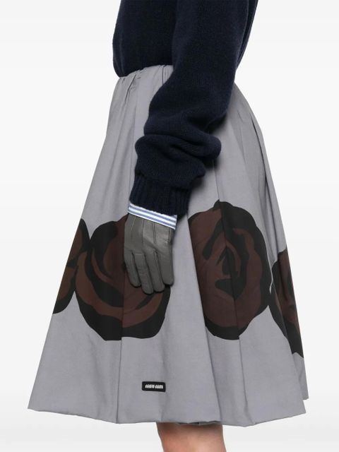 Miu Miu floral-print poplin mini skirt - Grey