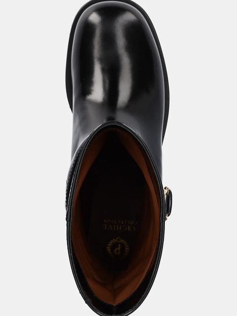 Pollini botki skórzane damskie kolor czarny na płaskim obcasie PA21084G0NPC0000 - zdjęcie produktu nr 2