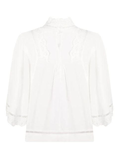 ISABEL MARANT embroidered lace-trimmed blouse - White