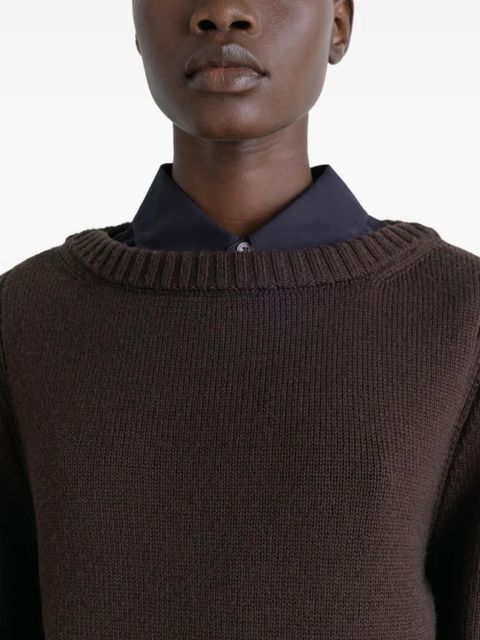 LEMAIRE side-slit crew-neck sweater - Brown