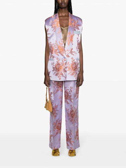 ETRO floral-jacquard satin trousers - Purple - zdjęcie produktu nr 2