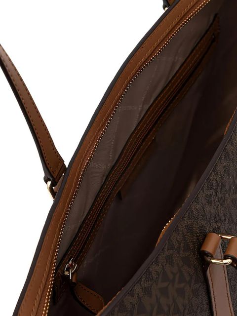 Michael Kors logo-print leather-trim tote bag - Brown