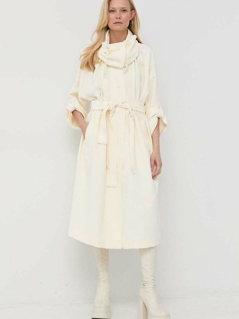 Twinset płaszcz damski kolor beżowy przejściowy - zdjęcie produktu nr 1