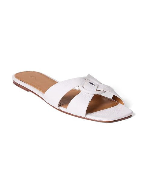Polo Ralph Lauren klapki skórzane Plo Rng Br Sandal damskie kolor biały 818955858004