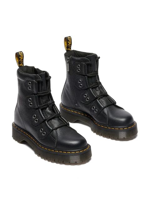 Dr. Martens workery skórzane 1460 LTT damskie kolor czarny na platformie DM41750001 - zdjęcie produktu nr 2
