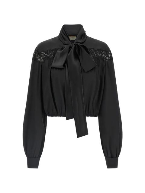Saint Laurent lace lavallière silk blouse - Black - zdjęcie produktu nr 1