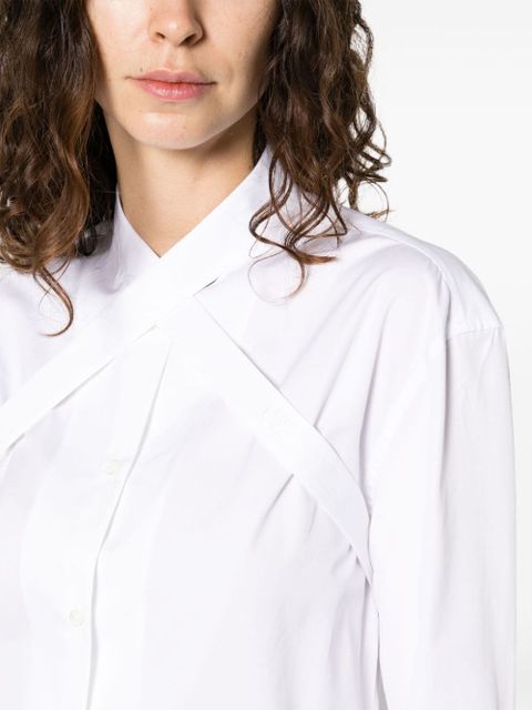 Off-White cross-collar cotton-poplin shirt