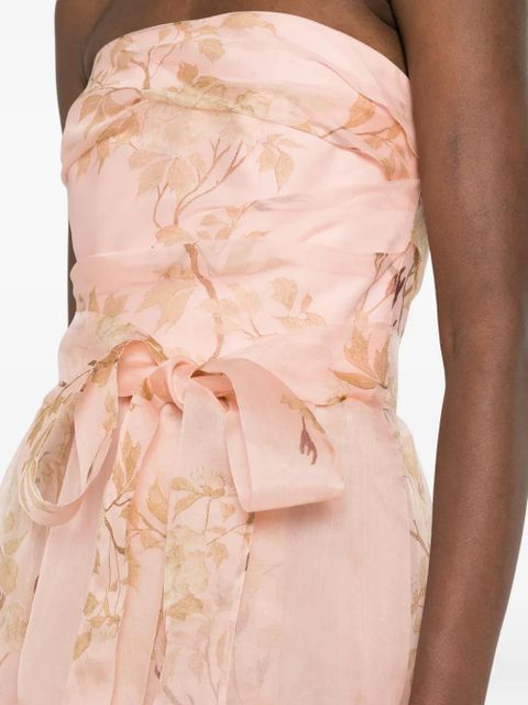 Max Mara floral-print strapless dress - Pink