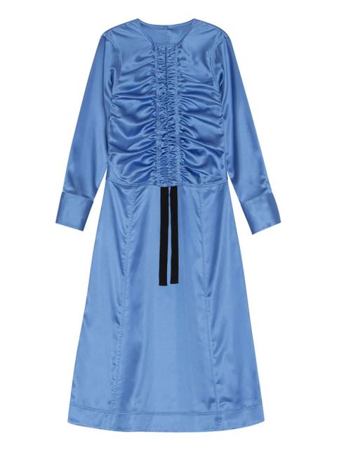 GANNI ruched-detail satin midi dress - Blue - zdjęcie produktu nr 1