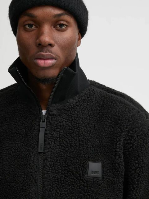 Rains kurtka Kofu Fleece Short Jacket T2 kolor czarny przejściowa 19950-01