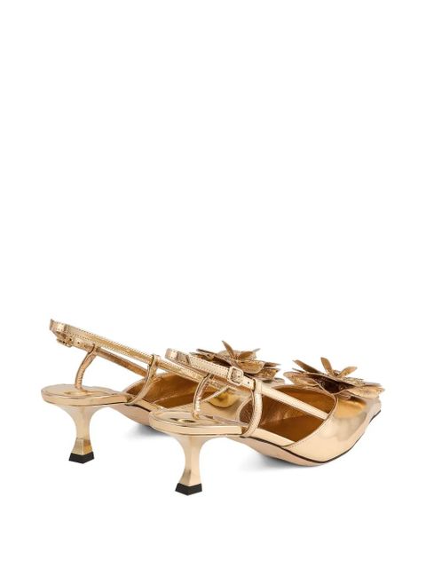 Jimmy Choo 50mm Mimmi floral sling back pumps - Gold