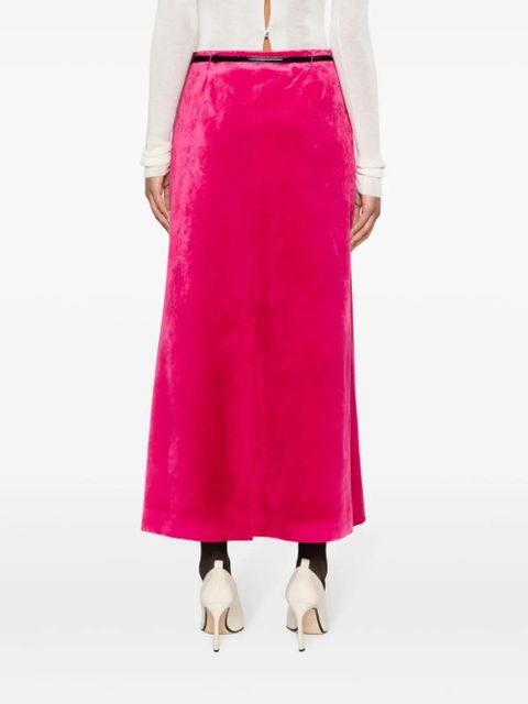 Gucci belted velvet maxi skirt - Pink