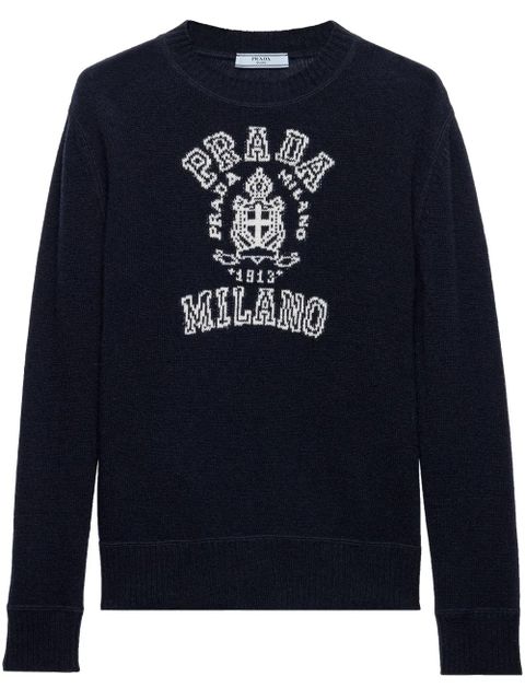 Prada logo-intarsia sweater - Blue - zdjęcie produktu nr 1