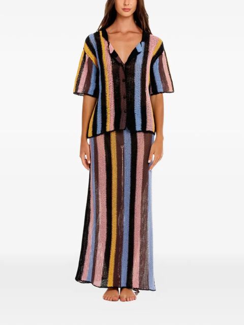 Agua By Agua Bendita Cyprus striped crochet maxi skirt - Pink - zdjęcie produktu nr 2