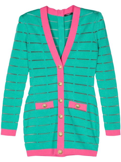 Balmain button-embellishment knitted mini dress - Green - zdjęcie produktu nr 1