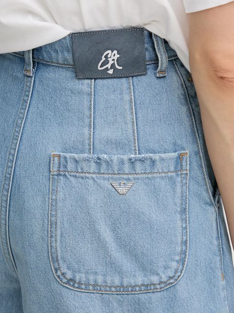 Emporio Armani szorty jeansowe damskie kolor niebieski gładkie high waist EW001498 AF12675 - zdjęcie produktu nr 2