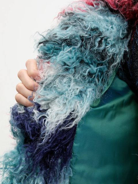 Desigual płaszcz CLOUD LACROIX kolor turkusowy 25WWEW02