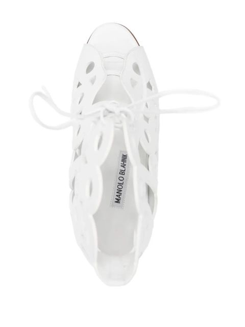 Manolo Blahnik Taralo 90mm cut-out boots - White