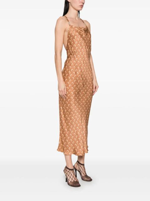 Marine Serre Moon Satin maxi dress - Brown