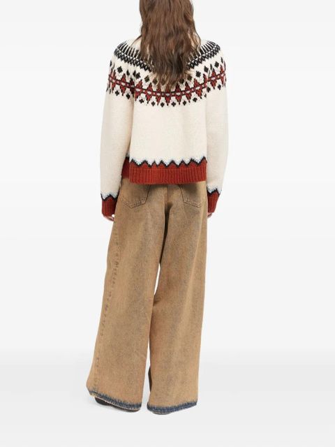 Alanui Fair Isle patterned wool sweater - White