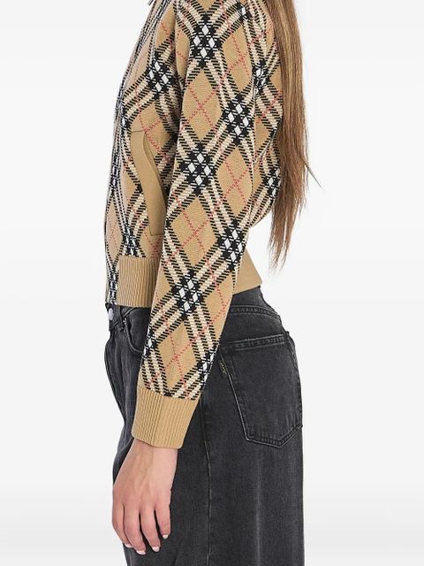Burberry checked zip-up cardigan - Brown