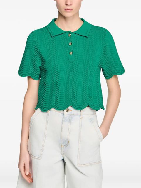 SANDRO wave-pattern T-shirt - Green