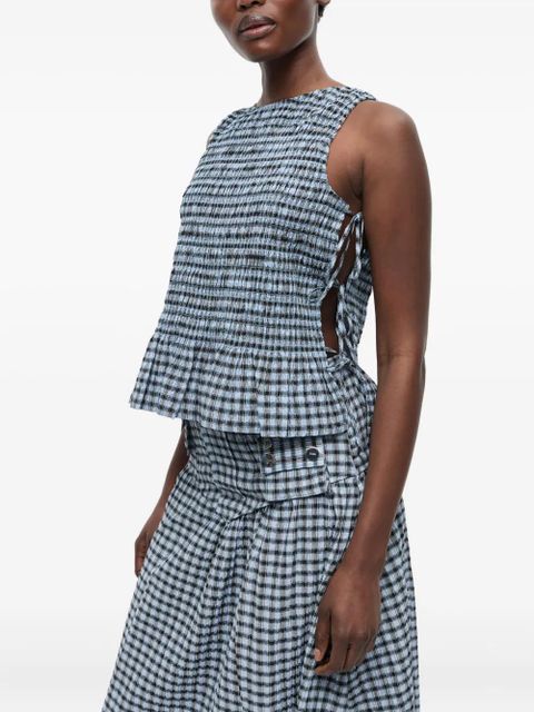 GANNI checkered top - Blue