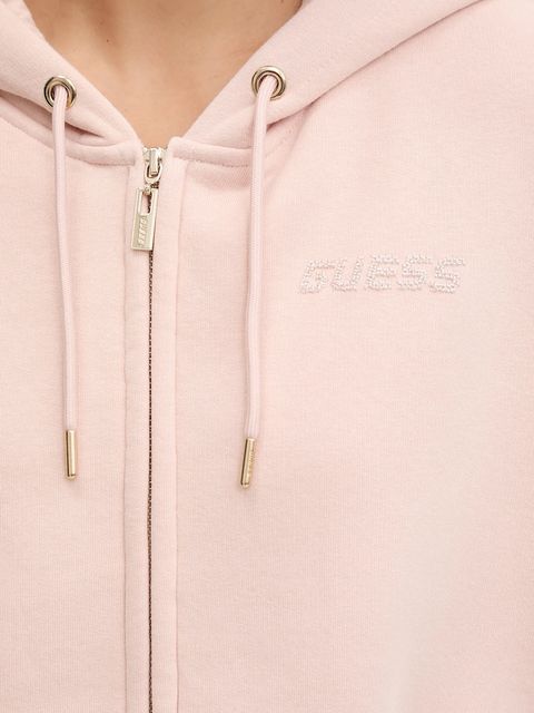 Guess bluza AELIA damska kolor różowy z kapturem gładka V5BQ11 KB681