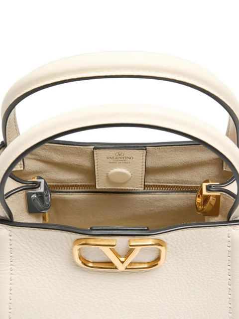 Valentino Garavani small Alltime leather tote bag - Neutrals