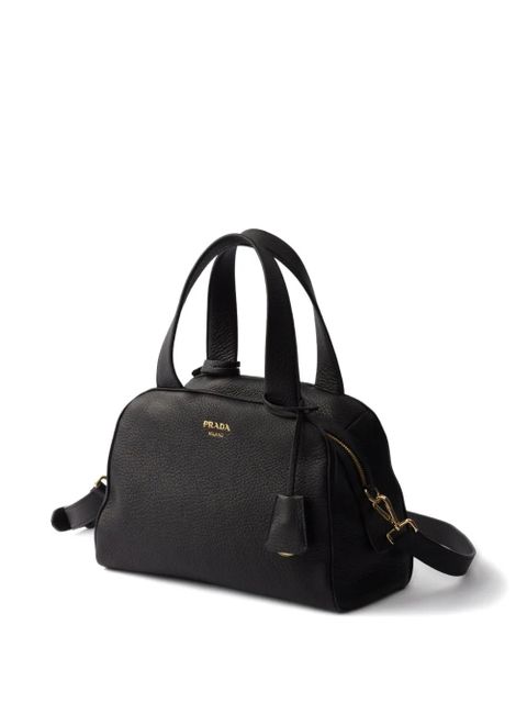 Prada leather top-handle zip tote bag - Black - zdjęcie produktu nr 2