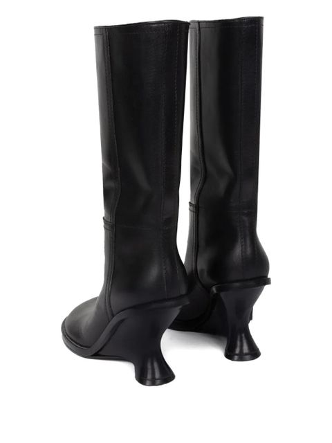 DRIES VAN NOTEN 90mm leather wedge boots - Black