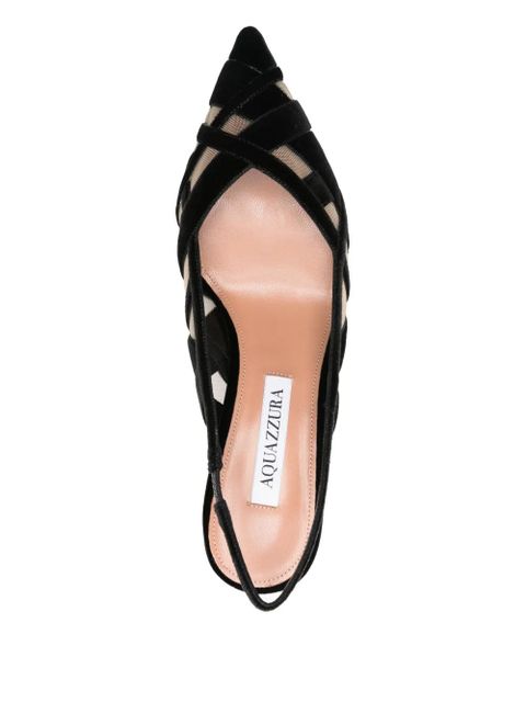 Aquazzura Wrap Me Up woven slingback 65 pumps - Black