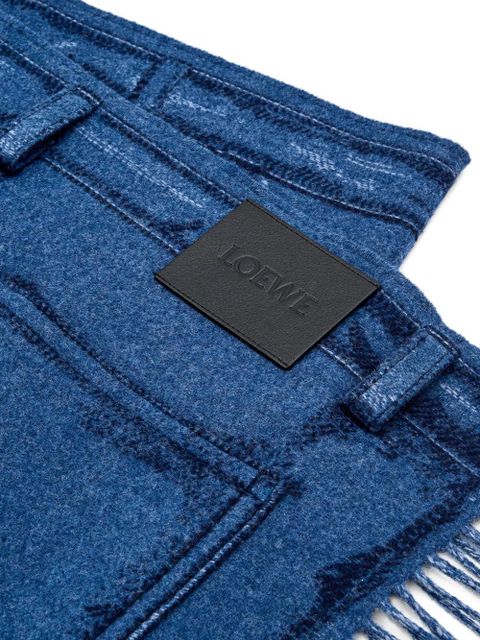 LOEWE jeans-effect fringed scarf - Blue - zdjęcie produktu nr 2