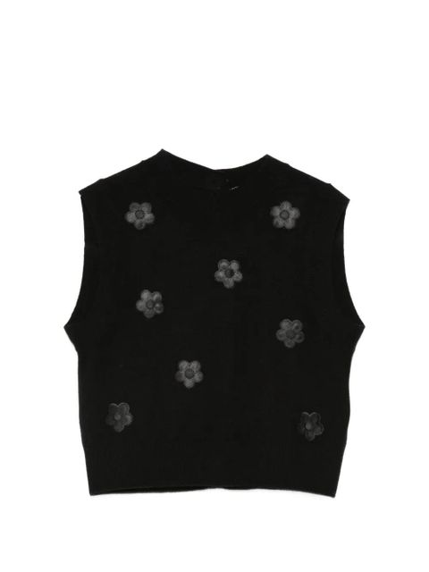 Cecilie Bahnsen floral-appliqué vest - Black - zdjęcie produktu nr 1