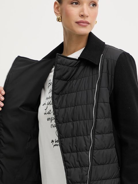 BOSS kurtka z domieszką wełny kolor czarny przejściowa 50555564