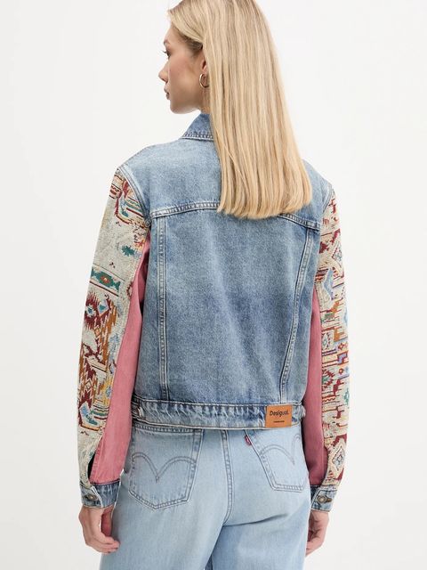 Desigual kurtka jeansowa BOHO kolor niebieski przejściowa 25WWED10 - zdjęcie produktu nr 2