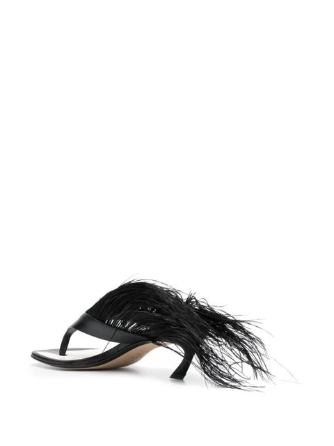 Lanvin Feather Swing 65 leather sandals - Black