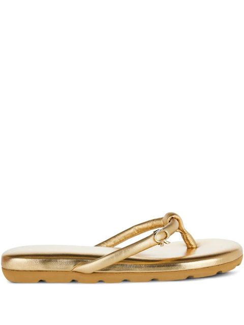 Gianvito Rossi knotted logo-detail leather sandals - Gold - zdjęcie produktu nr 1