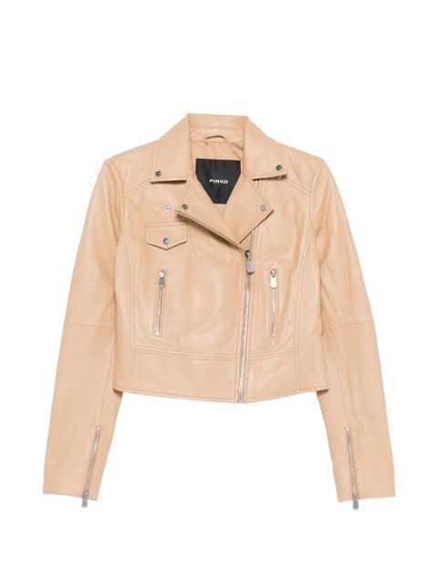 PINKO New Sensible zip-up leather jacket - Neutrals - zdjęcie produktu nr 1