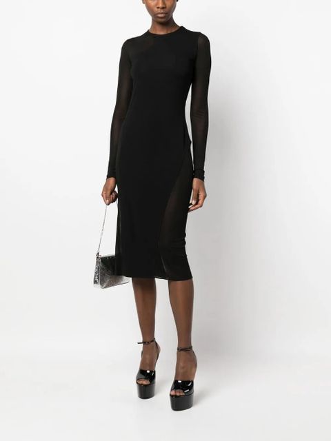 TOM FORD semi-sheer panelled midi dress - Black